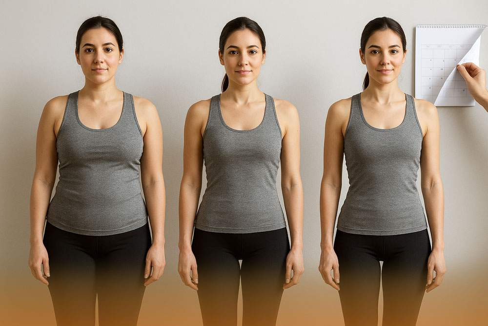 تصویر خانمی که بعد از رعایت اسفتاده از خوراکی های مناسب را نشان می دهد