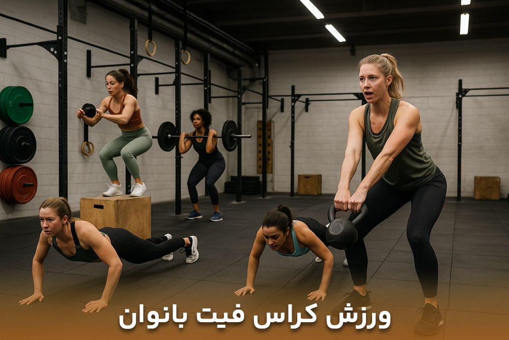 تصویری از خانم هایی که در باشگاه ورزش کراس فیت بانوان را انجام می دهند