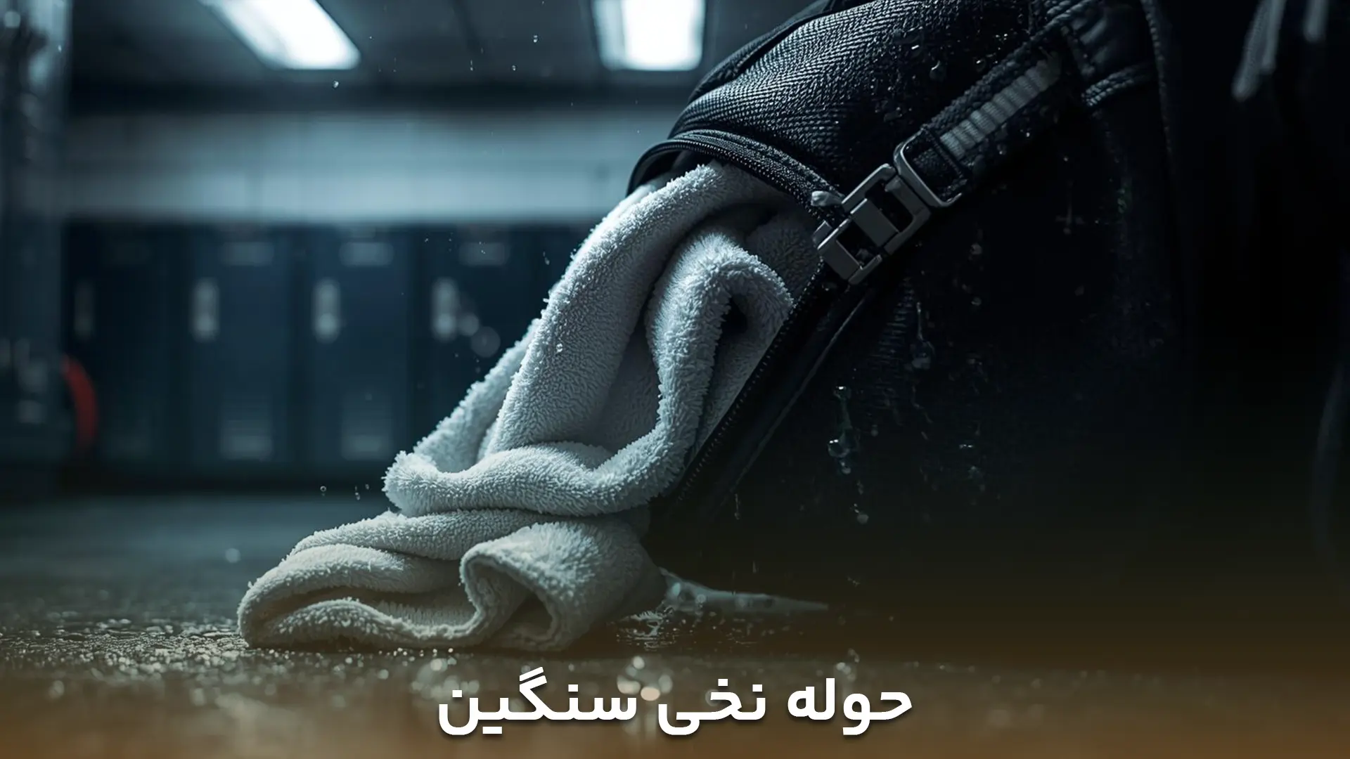 تصویر حوله نخی که از یک کیف بیرون زدن