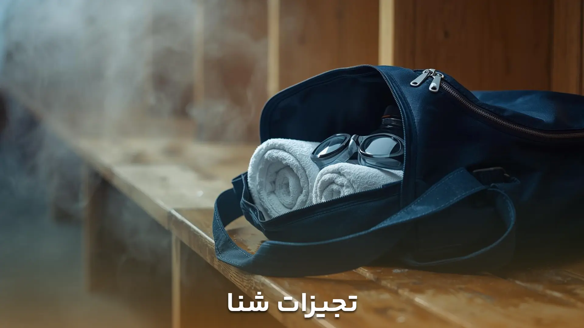 تصویر تجهیزات شنا در یک ساک ورزشی