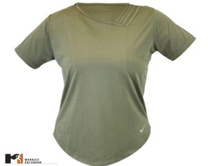 تصویر نمای جلو تیشرت یقه کج زنانه برند نایک