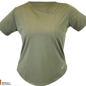 تصویر نمای جلو تیشرت یقه کج زنانه برند نایک