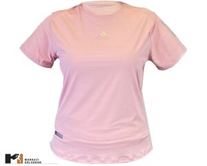 تصویر نمای جلو تیشرت آدیداس آستین کوتاه زنانه در رنگ صورتی
