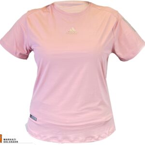 تصویر نمای جلو تیشرت آدیداس آستین کوتاه زنانه در رنگ صورتی