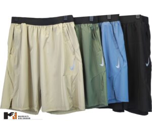 تصویر رنگ بندی شلوارک مردانه پارچه آیرو نایکNIKE در چهار رنگ آبی، سبز روشن، سبز تیره و مشکی