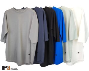 تصویر نمای جلو از رنگ بندی تیشرت زنانه لانگ نخی ملانژ