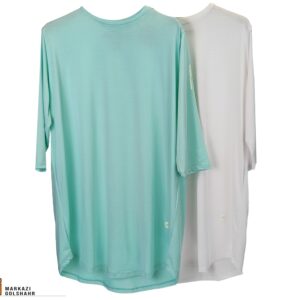 تصویر نمای جلو رنگ بندی تیشرت لانگ زنانه ملانژ