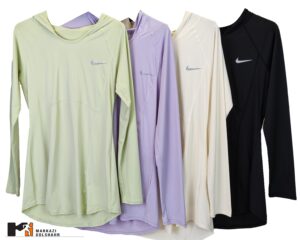 تصویر نمای جلو تونیک آستین بلند کلاه‌دار زنانه نایک کد 080456