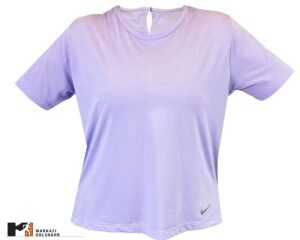 تصویر نمای جلو تیشرت بغل چاک دار زنانه نایک رنگ یاسی