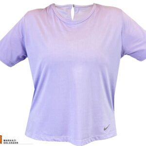 تصویر نمای جلو تیشرت بغل چاک دار زنانه نایک رنگ یاسی