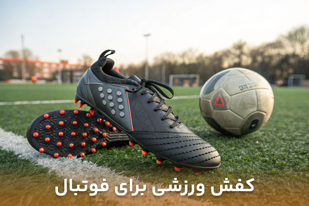تصویر یک کفش فوتبال روی چمن طبیعی برای انتخاب بهترین کفش ورزشی مناسب فوتبال