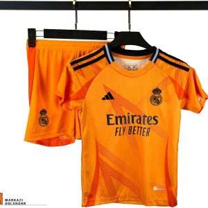 بلوز شورت فوتبالی بچه گانه رئال مادرید نارنجی