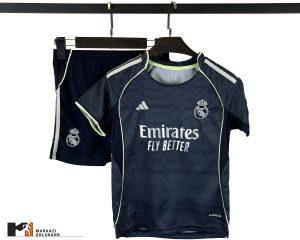 بلوز شورت فوتبالی بچه گانه سورمه ای رئال مادرید