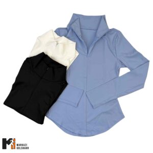 تیشرت زنانه نیم زیپ آستین بلند کد 1109